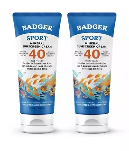 Badger Reef Safe Sunscreen, SPF 40 Sport Mineral 2.9 Fl Oz (Pack of 2) - Picture 1 of 3
