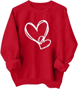 Valentines Shirts for Women Love Heart Cute Graphic Valentines Day Sweatshirt - Picture 1 of 11
