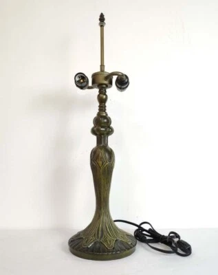 ETRADEMART Tiffany Table Lamp Abstract Base Only, 2 E27 Bulb Holder Antique Brass for 16"