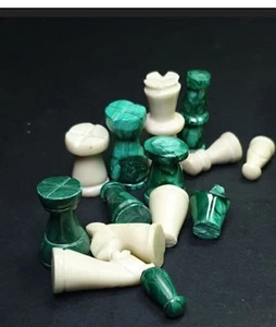Chess pieces 2 Inch Malachite & Marble Stone Arts Christmas Gift - Picture 1 of 3