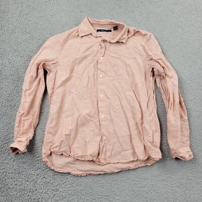 Perry Ellis Linen Shirt Mens Medium Salmon Button Up Long Sleeve - Image 1 of 4