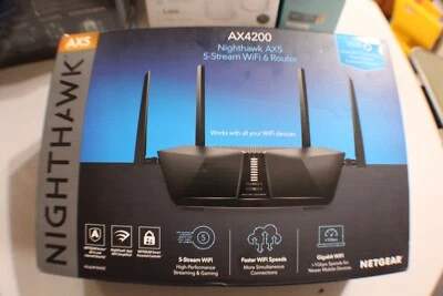Netgear Nighthawk RAX43 AX5 5-Stream Dual Band WiFi 6 Router AX4200 NEW Sealed - Image 1 of 4