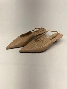 Jeffrey Campbell Womens Stridze Beige Leather Slingback Kitten Heel Sz 10xx - Picture 1 of 9