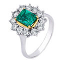 Ring Certified Gold 18Kt. With Natural Diamonds And Emerald Colombia