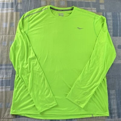 Top para hombre Saucony ViziPro verde manga larga entrenamiento atlético gimnasio talla XXL Foto 1 de 4