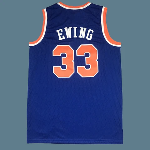 Vintage New York Knicks 33 Patrick Ewing  Blue Jersey- Blue Cover