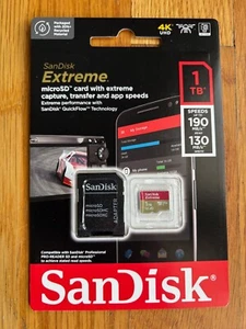 SanDisk Extreme 1TB MicroSD Card UHS-I with Adapter - Photo 1 sur 1