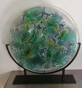 Plato decorativo grande de vidrio multicolor de 16" de ancho - Imagen 1 de 22