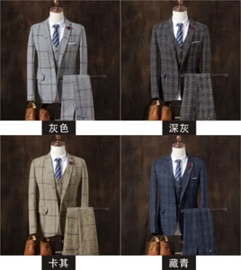 HOT Mens Casual Sets Suit Sets Lattice Slim Fit Business Wedding Blazer Outfits - Picture 1 of 28