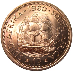 SOUTH AFRICA. 1 PENNY, 1960. QUEEN ELIZABETH II. - Picture 1 of 2