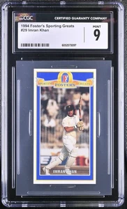 IMRAN KHAN 1992-1994 FOSTER'S SPORTING GREATS CGC 9 MINT Cricket Card - Picture 1 of 2