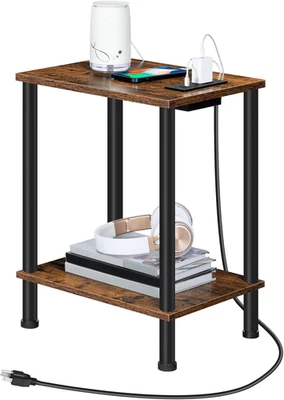 Side Table with Charging Station, End Table with USB Port and Outlet, Nightstand - Image 1 of 4