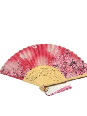 Fan bamboo & silk pure pink - Image 1 of 2