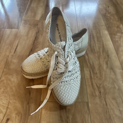 Django & Juliette Edel-DJ Woven Leather Platform Lace Up Size 38/7.5 - image 1 of 4