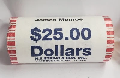 2008 James Monroe $25 dólar de ouro rolo de banco ~ T/T ~ Gem Unc - Imagem 1 de 3