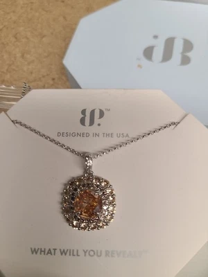 Collar BP OG “Halo Of Heaven” RBP8226 Topacio ahumado Circonita cúbica Chapado en Rodio Foto 1 de 2