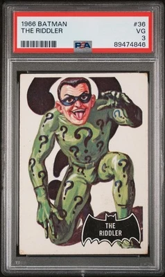 1966 Batman Black Back THE RIDDLER Rookie #36 PSA 3 VG - Image 1 of 2
