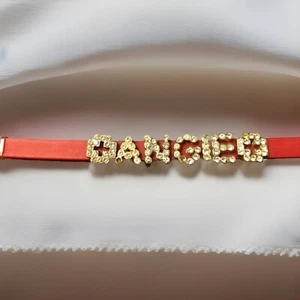 Fashion Design Red Silicone Wristband “ANGIE” Rhinestones Sliding Charms 7- 3/4" - Picture 1 of 13
