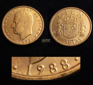 * Gutse * J.Carlos I-2,100 Pesetas 1988,Lis Verso Reverso,Busto Grande,S / / C - Picture 1 of 1