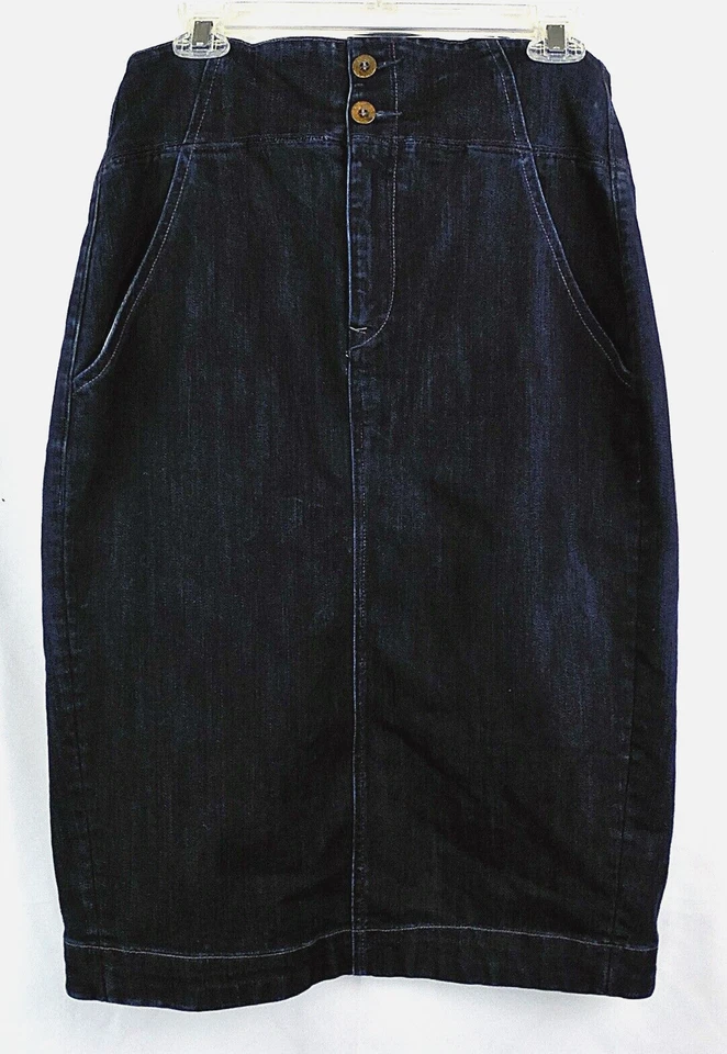 Earnest Sewn Blue Stretch Denim High-Waisted Maya Straight Pencil Skirt 32 - Imagem 1 de 3
