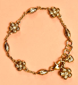 BRIGHTON *LA VIE* BRACELET Retired Swarovski Crystal Flower 6 3/8 to 7 3/8" NWOT - Picture 1 of 15