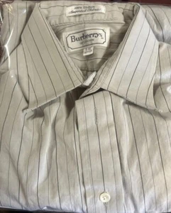 Mens Burberry London Light Gray Striped Long Sleeve Dress Shirt Size 16-32 - Picture 1 of 8