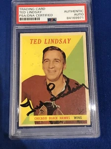 1958 Topps Ted Lindsay Autographed Auto Card PSA - Picture 1 of 1