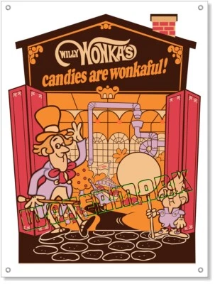 1970's Vintage Willy Wonka Quaker Candy Store Display Banner Sign! Reproduction - Image 1 of 4