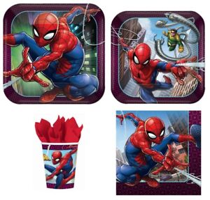 Spider-man Birthday Party Tableware Combo for 8 Guests (Plates Cups Napkins)