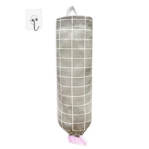 Plastic Bag Holder Reusable Grocery Bag Organizer Wall Mount Plaid Grey 1 Pac... - Picture 1 of 6