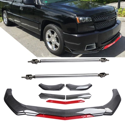 Front Bumper Lip Spoiler Splitter Carbon Fiber For Chevrolet Silverado 1500 SS B - Image 1 of 4