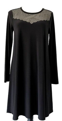 VETEMENTS Abito donna nero elasticizzato CECE by CYNTHIA STEFFE NUOVO accento trasparente manica lunga S