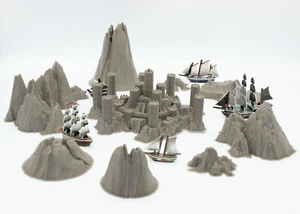 Pirates CSG 3d Printed Terrain Island Fort Mountains Volcanoes - Picture 1 of 1