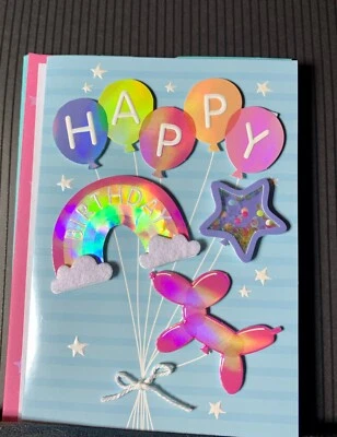 TAILORMADE Happy Birthday Card! So Pretty! Iridescent Rainbows!