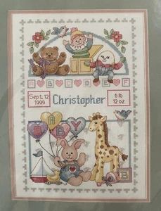 SUNSET Counted Cross Stitch Kit 10"X14" Birth Record For Baby 1995 NEW SEALED - Picture 1 of 3