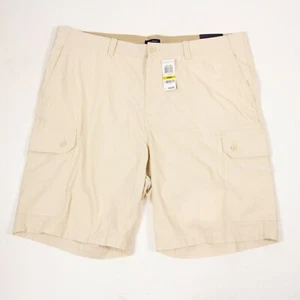 Club Room Mens 44 Big Short Cargo Ripstop Sand Villa Off White Cotton - Picture 1 of 11