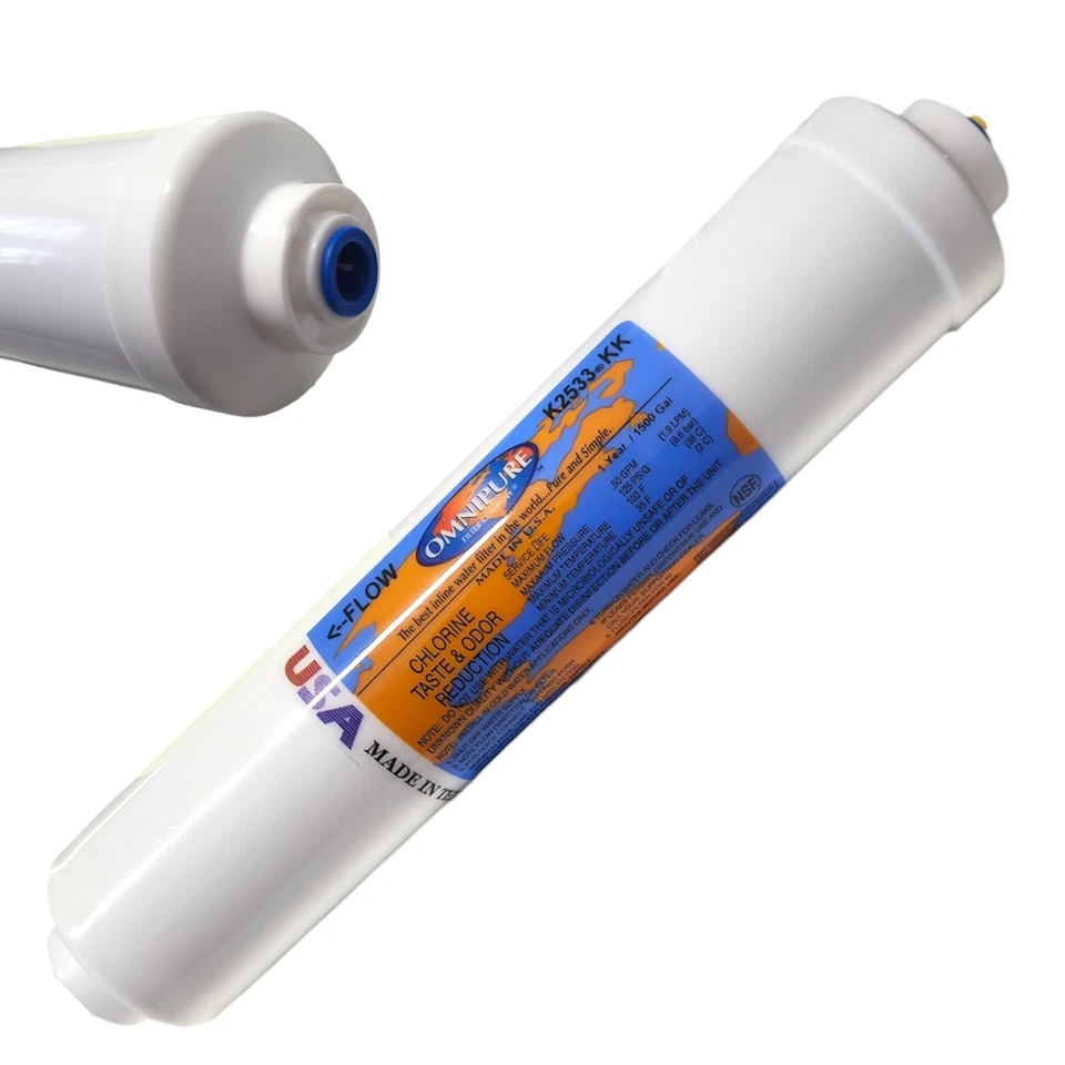 Omnipure K2533-KK Carbon filter for Chlorine and Taste 10"x 2" for 3/8" QC - Image 1 of 1