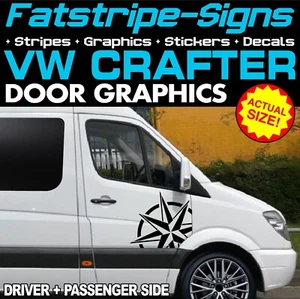 to fit VW CRAFTER COMPASS DOOR GRAPHICS STICKERS DECALS CAMPER VAN MOTORHOME - Picture 1 of 2