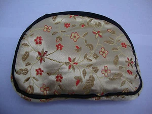 Bolso de moneda de oro para mujer con cambio de billetera chino satén floral negro con adornos brocado - Imagen 1 de 1