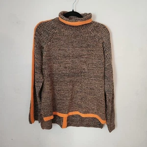 Suéter para mujer vintage mezclado marrón naranja ribete cuello falso mediano - Imagen 1 de 3