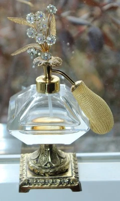 Vintage 1950's IRICE Perfume Bottle RHINESTONE FLOWERS W. Germany LOT AP - Image 1 of 4