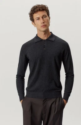 Metropolitan View 100% Cashmere Mens Polo Sweater L Gray Soft Luxury Knit Pullov - Image 1 of 4