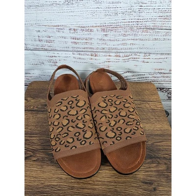 TRAQ by Alegria Leopard Print Slingback Sandals Womens Comfort Shoes size 38 US8 - Image 1 of 4