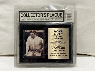 Babe Ruth 6" X 8" Photo Picture & Stats Wood Plaque MLB Yankees Baseball - Image 1 of 2