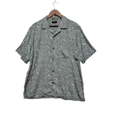 Мужская рубашка Theory размер XL с геометрическим цветочным принтом на пуговицах карман с коротким рукавом - Изображение 1 из 4