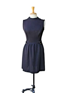 Vintage 60's early 70's Mod Knit Sleeveless Dress S - Picture 1 of 3