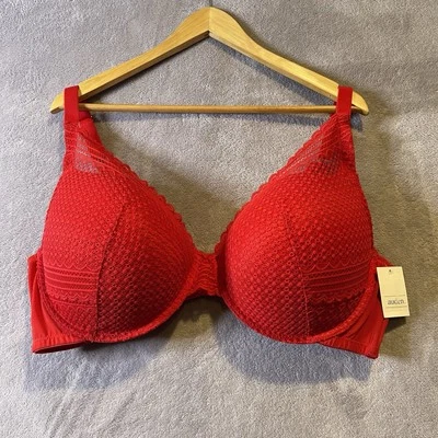 Sujetador 46DD Auden Push Up Plunge Cobertura Con Aros Correa de Encaje Rojo Sexy Foto 1 de 4