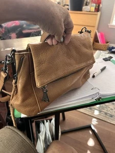 aimee kestenberg crossbody Camel Colored Leather Animal Print Interior 15X9 - Picture 1 of 6