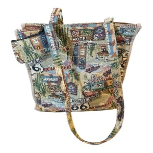 Route 66 Gobelin Beuteltasche Tasche Highway Americana Road-Trip mit Geldbörse Jade  - Bild 1 von 6