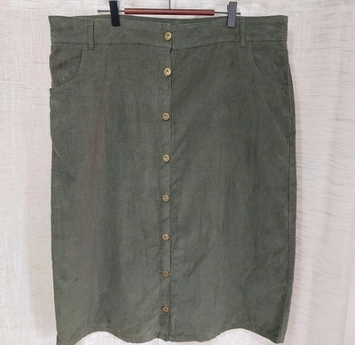 Autonomy Women's Green Corduroy Midi Skirt Size L/40" - Image 1 of 4